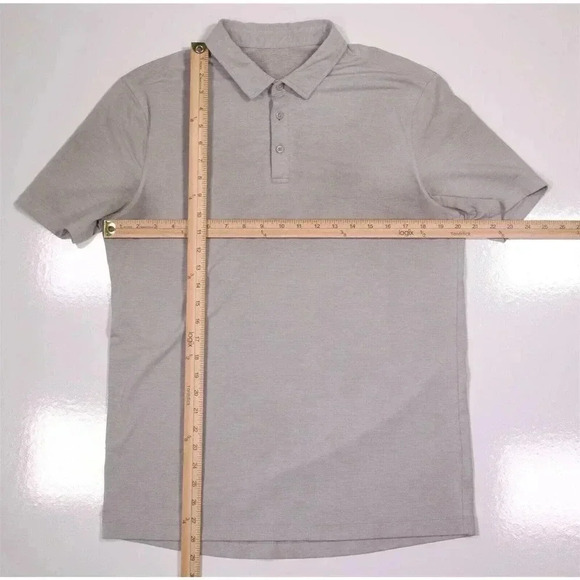 Lululemon Light Gray Performance Tech Golf Polo Shirt Men's Small - Picture 4 of 6